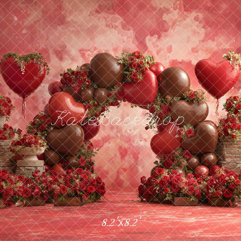 Kate Valentine Heart Balloon Arch Roses Backdrop Designed by Emetselch - Image 5