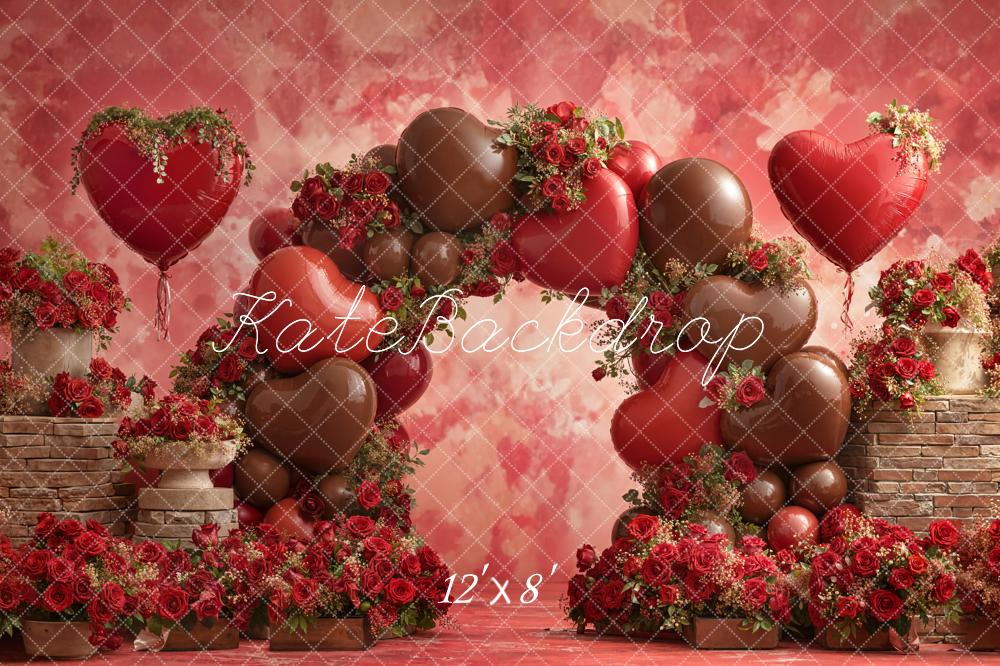 Kate Valentine Heart Balloon Arch Roses Backdrop Designed by Emetselch - Image 8