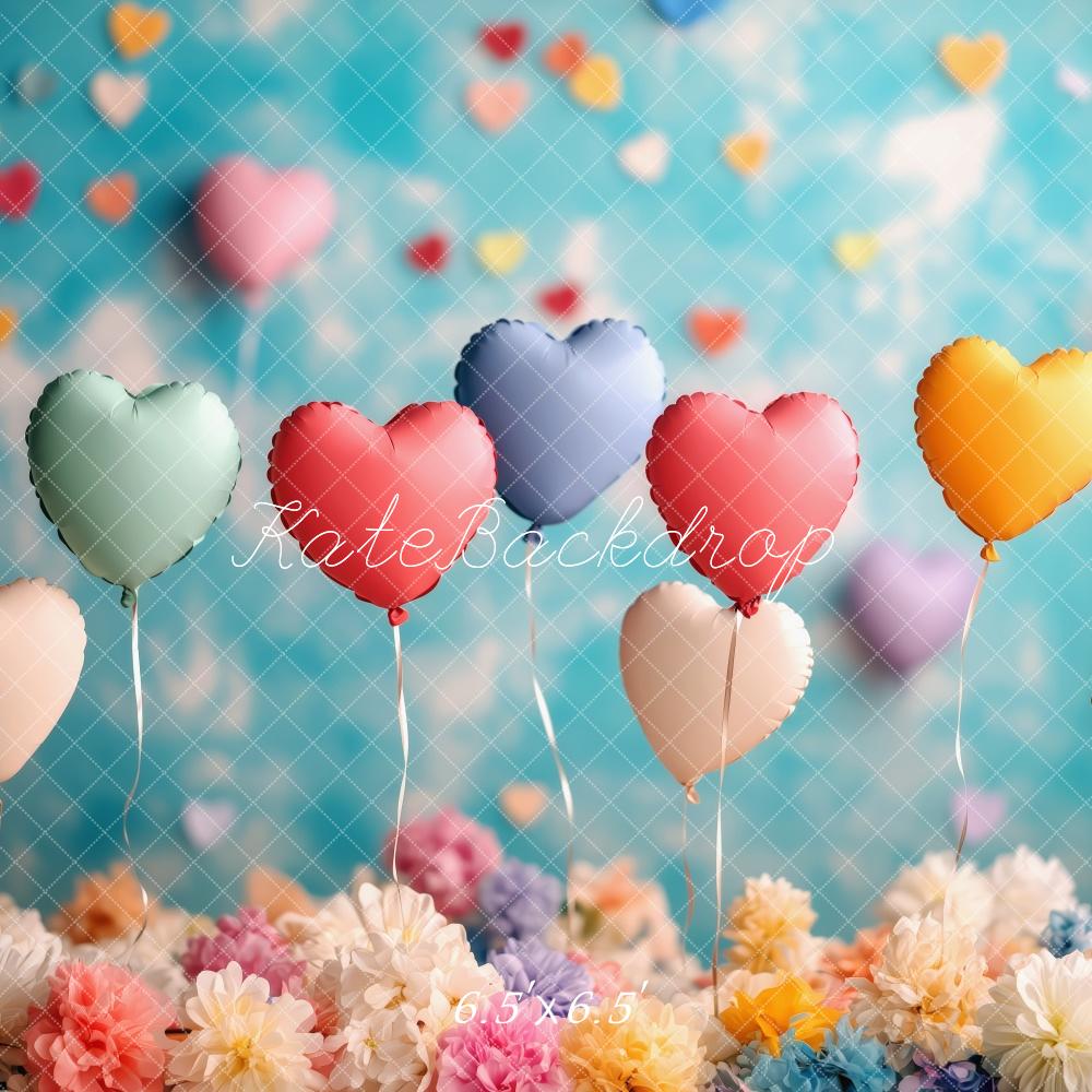 Kate Heart Balloons Floral Colorful Backdrop Designed by Patty Robert - Image 2