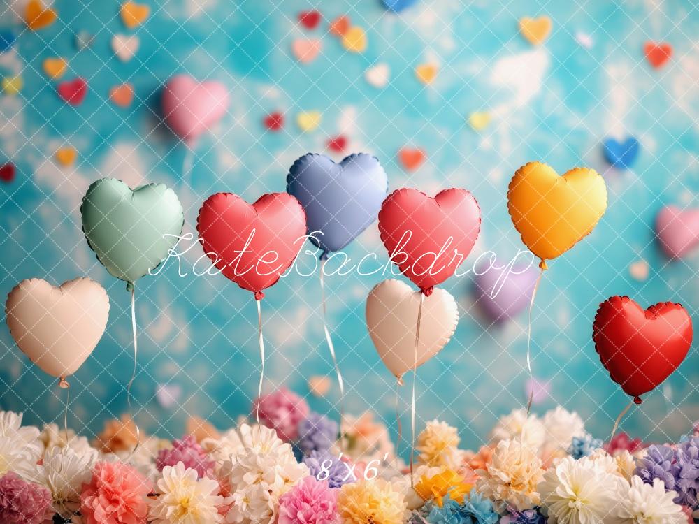 Kate Heart Balloons Floral Colorful Backdrop Designed by Patty Robert - Image 3