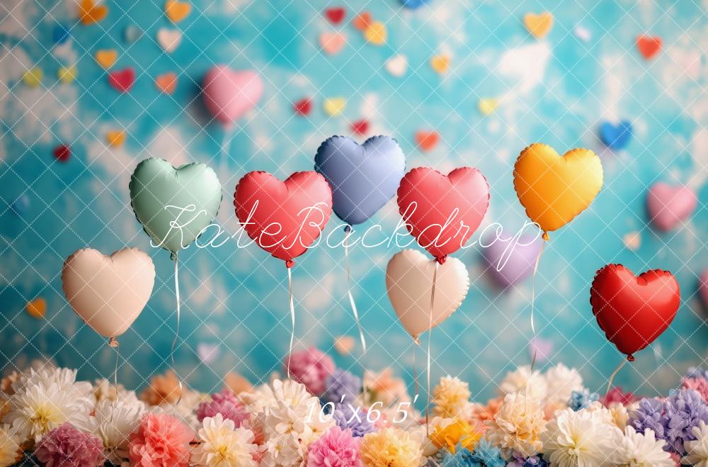Kate Heart Balloons Floral Colorful Backdrop Designed by Patty Robert - Image 4