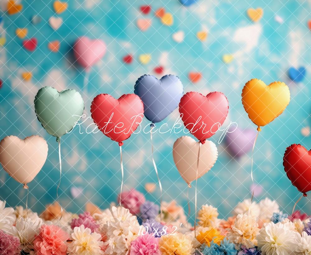 Kate Heart Balloons Floral Colorful Backdrop Designed by Patty Robert - Image 5