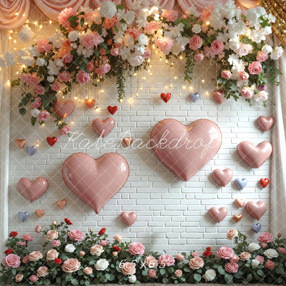 Kate Valentine Heart Balloons Rose Drapes Backdrop Designed by Mini MakeBelieve - Image 2