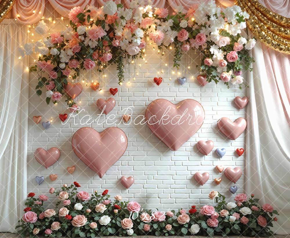Kate Valentine Heart Balloons Rose Drapes Backdrop Designed by Mini MakeBelieve - Image 6