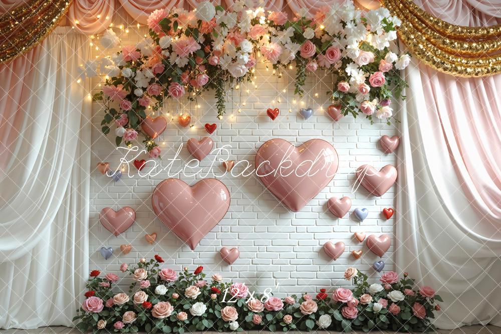 Kate Valentine Heart Balloons Rose Drapes Backdrop Designed by Mini MakeBelieve - Image 8