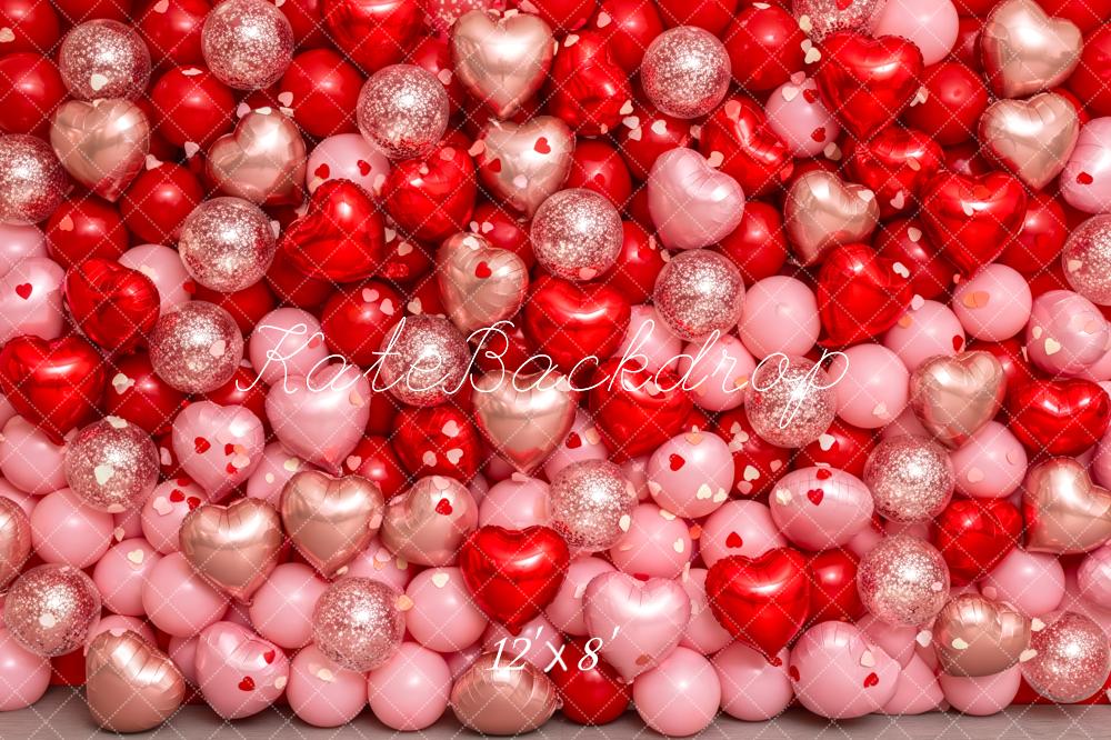 Kate Heart Balloons Glitter Red Pink Fleece Backdrop Designed by Patty Robert - Image 4