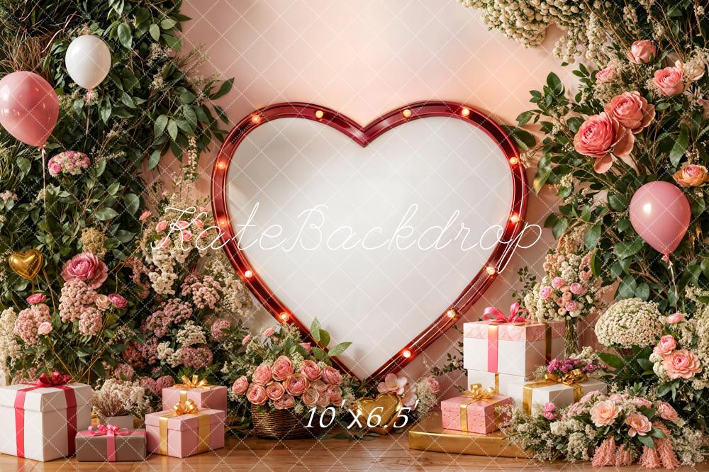 Kate Valentine Heart Frame Balloons Gifts Fleece Backdrop Designed by Emetselch - Image 2