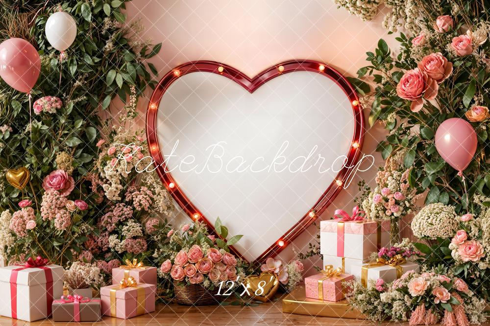 Kate Valentine Heart Frame Balloons Gifts Fleece Backdrop Designed by Emetselch - Image 4