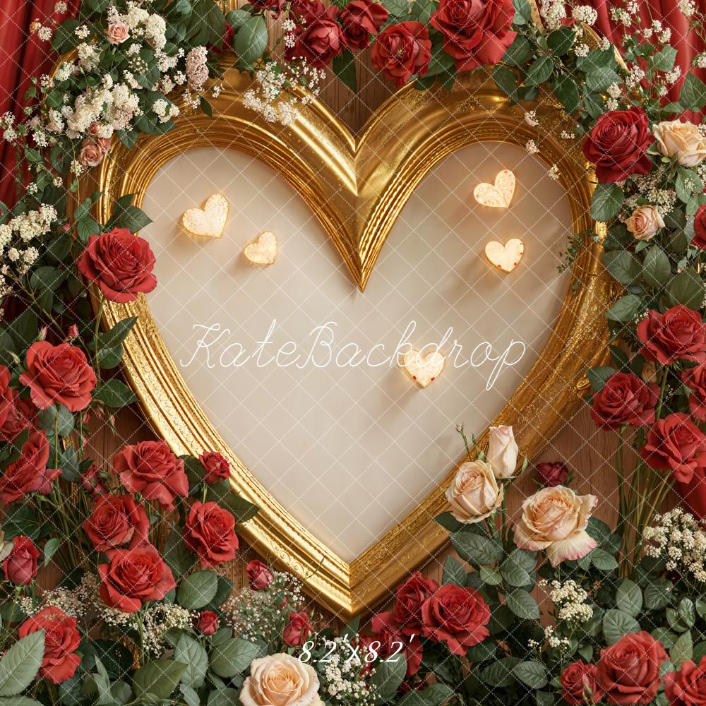 Kate Valentine Heart Frame Roses Gold Backdrop Designed by Emetselch - Image 5
