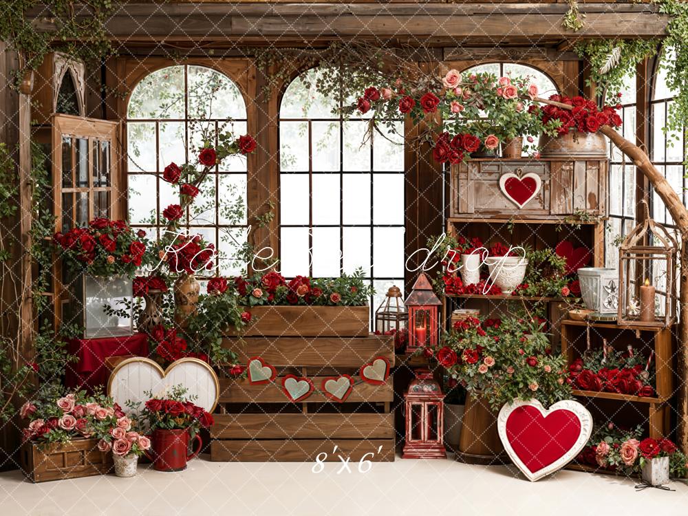 Kate Valentine Heart Roses Wooden Window Backdrop Designed by Emetselch - Image 3