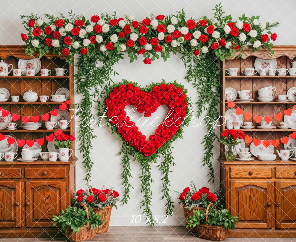 Kate Heart Rose Garland Cupboard Floral Fleece Backdrop Designed by Patty Robert - Image 3