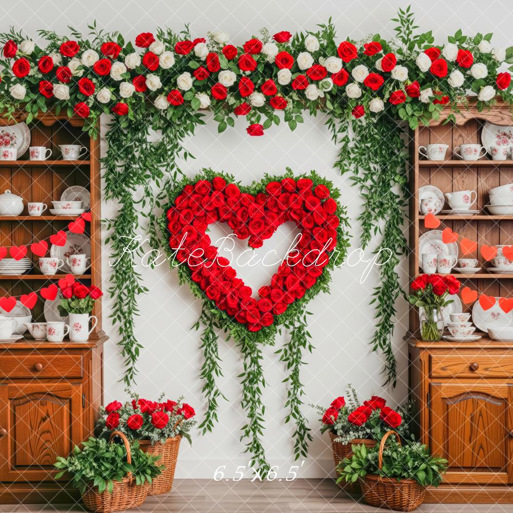 Kate Valentine Heart Roses Garland Wooden Cabinet Backdrop Designed by Patty Robert - Image 2