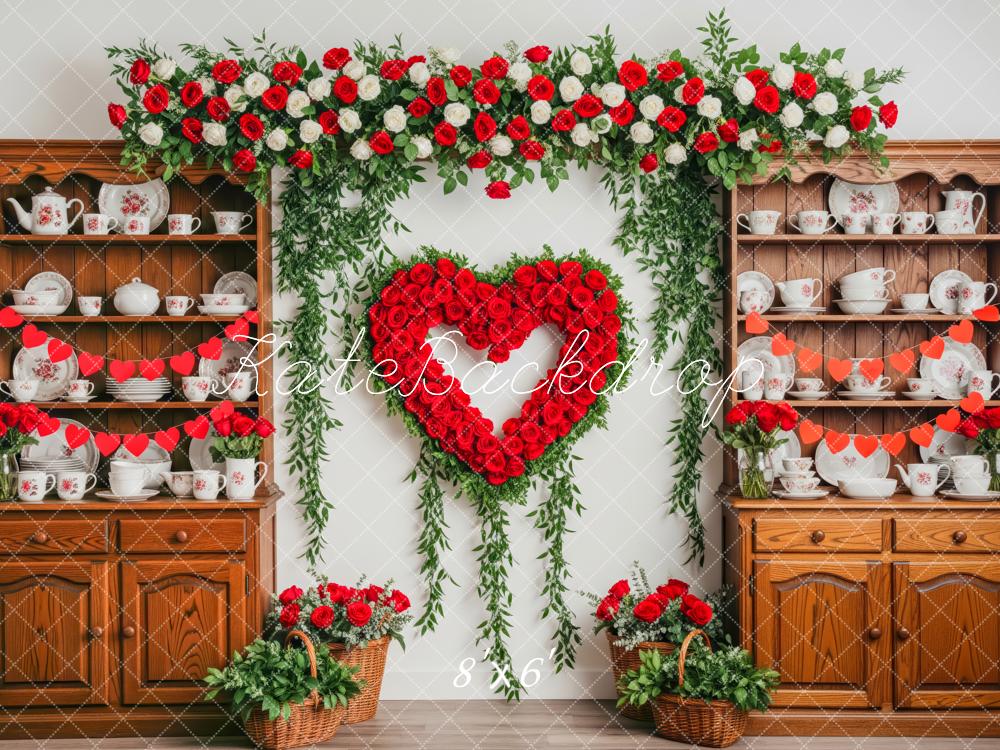 Kate Valentine Heart Roses Garland Wooden Cabinet Backdrop Designed by Patty Robert - Image 3
