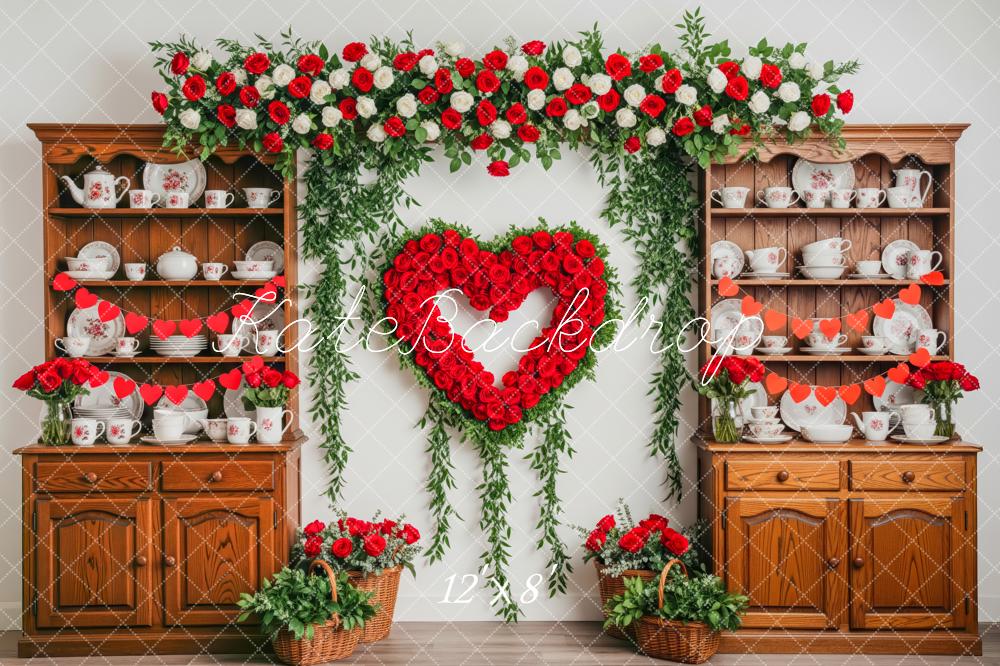 Kate Valentine Heart Roses Garland Wooden Cabinet Backdrop Designed by Patty Robert - Image 8