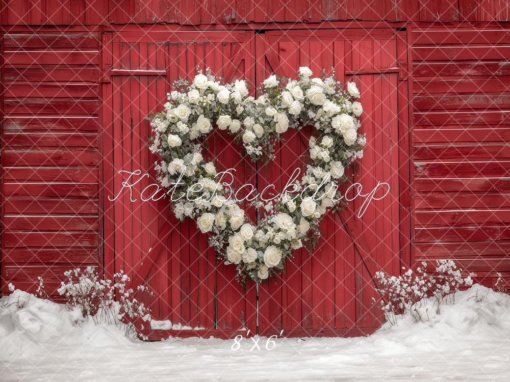 Kate Heart Wreath Red Barn Backdrop Designed by Angela Marie Photography - Image 3
