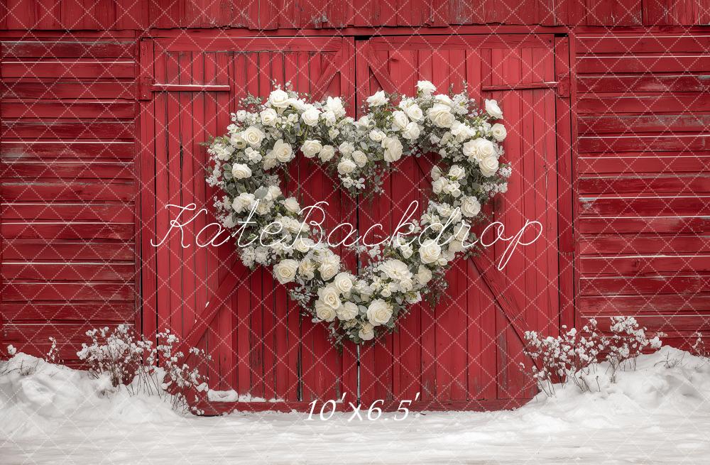 Kate Heart Wreath Red Barn Backdrop Designed by Angela Marie Photography - Image 4