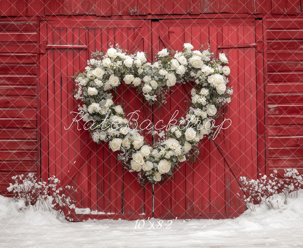 Kate Heart Wreath Red Barn Backdrop Designed by Angela Marie Photography - Image 6
