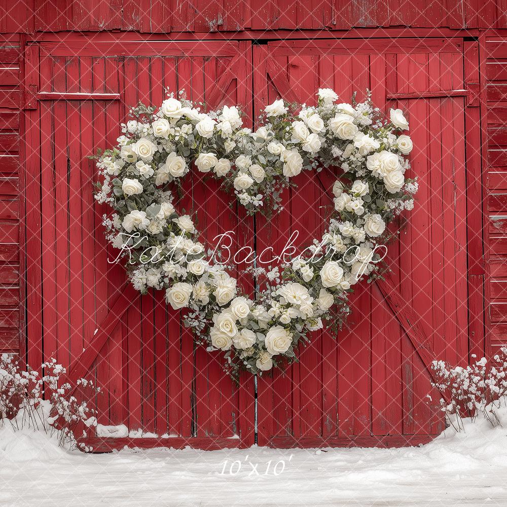 Kate Heart Wreath Red Barn Backdrop Designed by Angela Marie Photography - Image 7