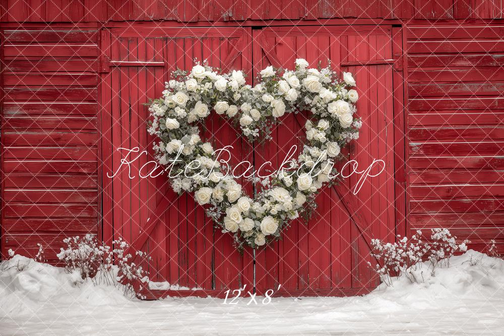 Kate Heart Wreath Red Barn Backdrop Designed by Angela Marie Photography - Image 8