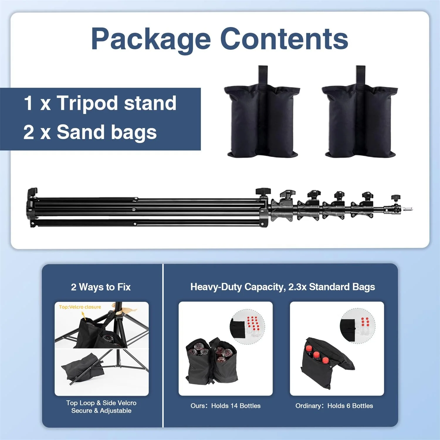 Kate Heavy Duty Light Stand Tripod - 15.7ft Air Cushioned Aluminum Alloy Lighting Stand with 2 Sandbags & 1/4"-3/8" Adapter 9.46lb Load for Photography - Image 5