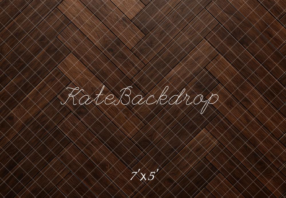Kate Herringbone Wood Texture Brown Floor Backdrop Designed by Mini MakeBelieve