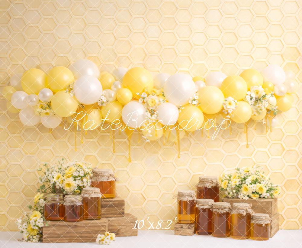 Kate Honeycomb Honey Balloons Yellow Backdrop Designed by Megan Leigh Photography - Image 6