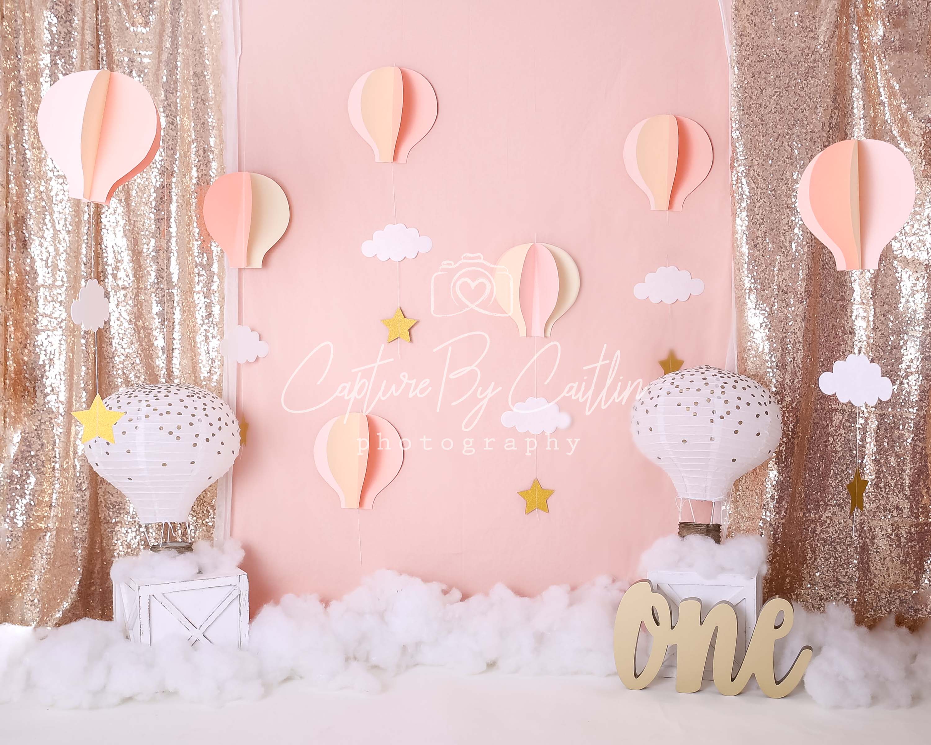 Kate Hot Air Balloon 1st Birthday Backdrop Designed by Caitlin Lynch - Image 3