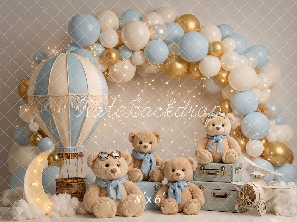 Kate Hot Air Balloon Teddy Bears Suitcases Balloons Backdrop Designed by Emetselch - Image 3