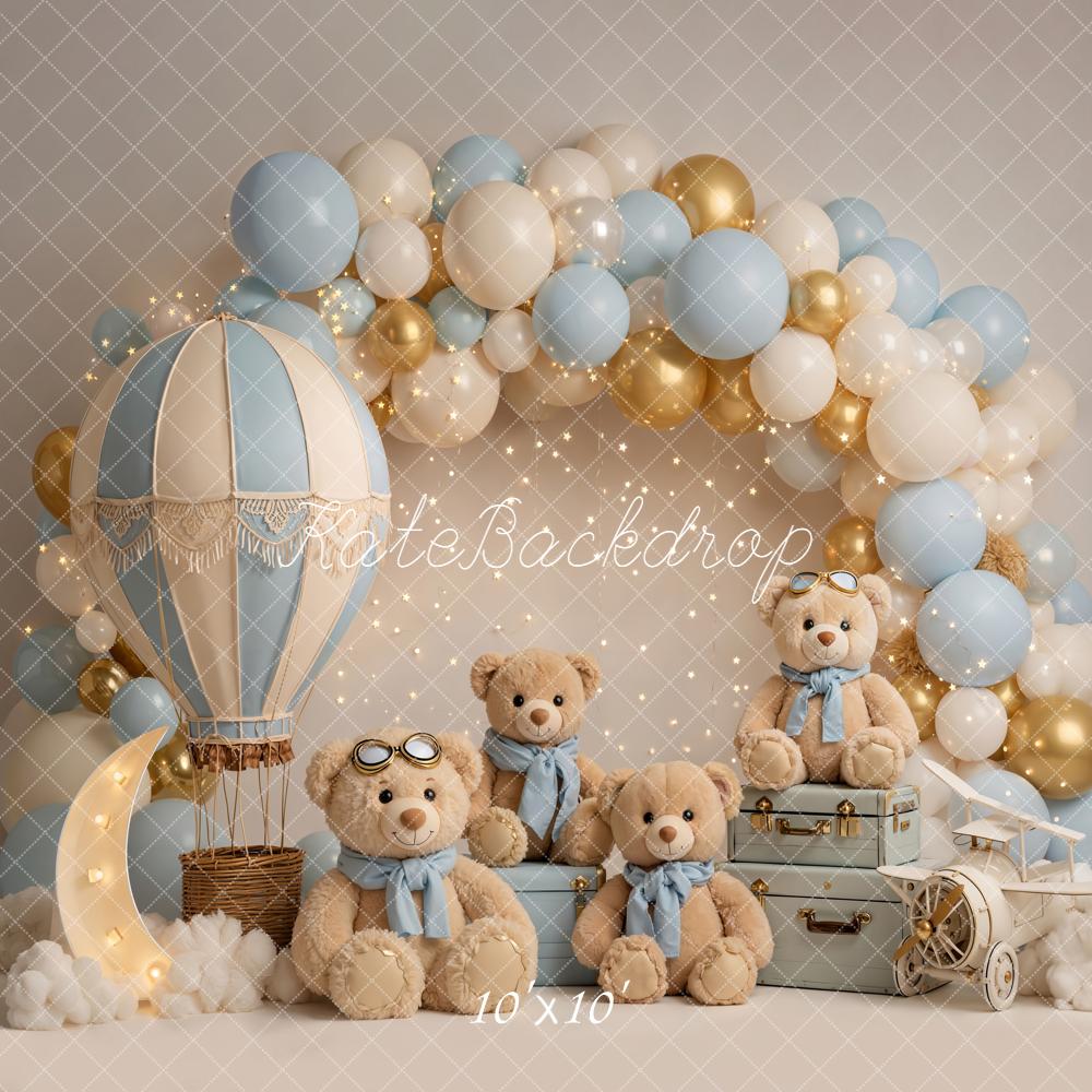Kate Hot Air Balloon Teddy Bears Suitcases Balloons Backdrop Designed by Emetselch - Image 7