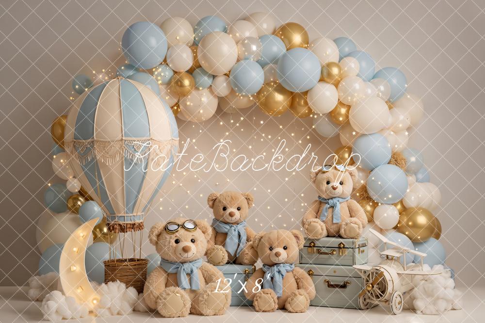 Kate Hot Air Balloon Teddy Bears Suitcases Balloons Backdrop Designed by Emetselch - Image 8