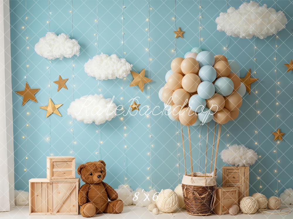 Kate Cake Smash Hot Air Balloon Teddy Cloud Backdrop Designed by Emetselch - Image 3