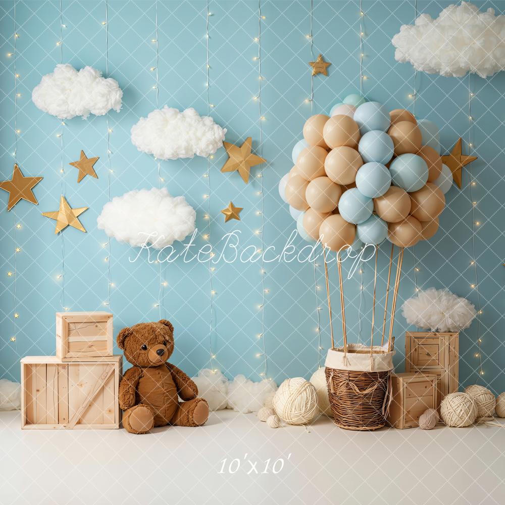 Kate Cake Smash Hot Air Balloon Teddy Cloud Backdrop Designed by Emetselch - Image 7