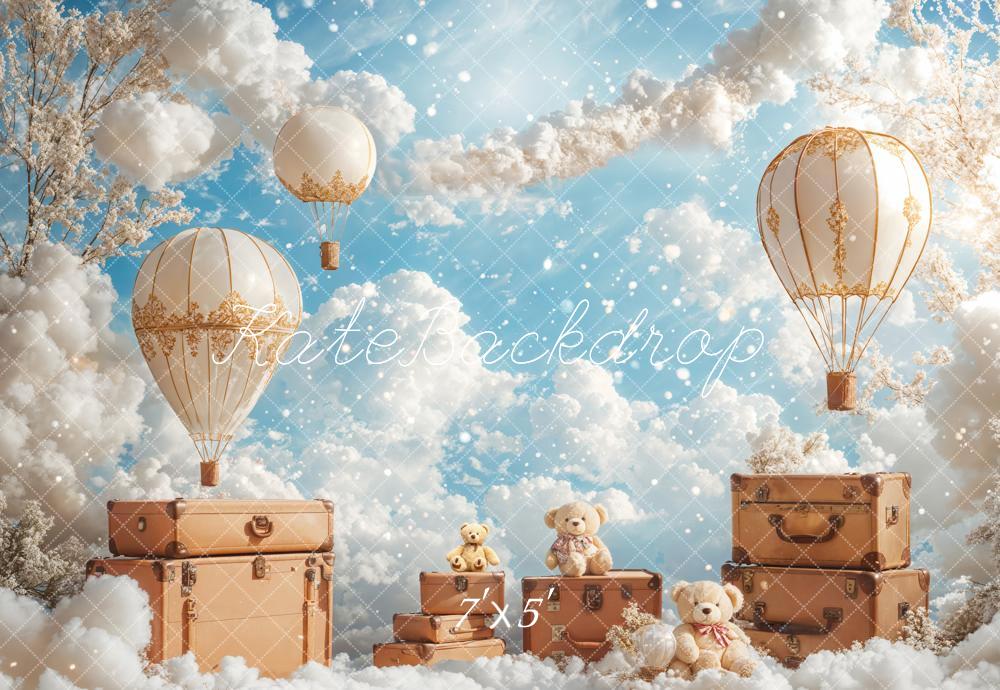 Kate Hot Air Balloons Clouds Travel Sky Backdrop Designed by Emetselch - Image 2