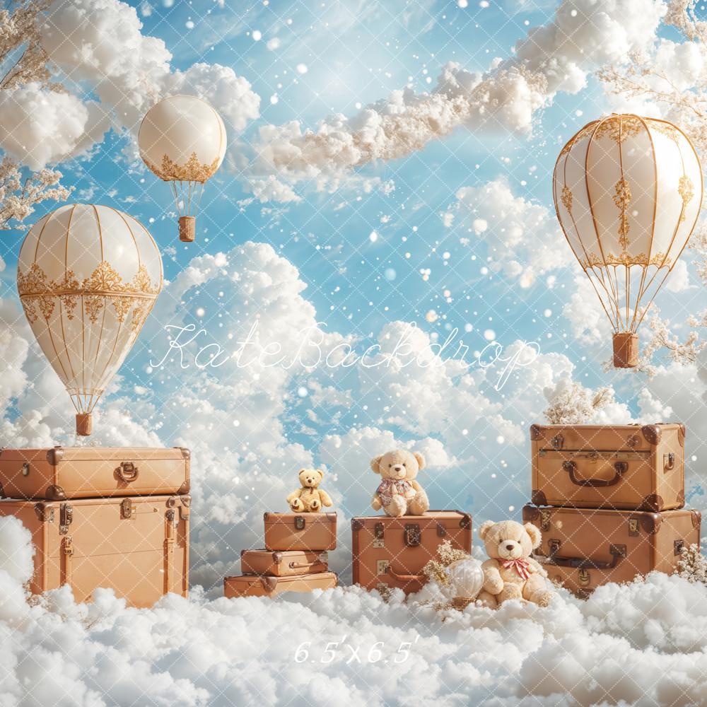 Kate Hot Air Balloons Clouds Travel Sky Backdrop Designed by Emetselch - Image 3