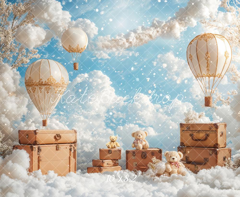 Kate Hot Air Balloons Clouds Travel Sky Backdrop Designed by Emetselch - Image 6