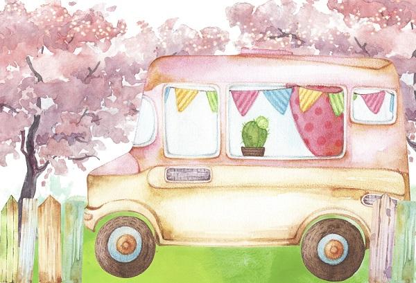Kate Ice Cream Truck Watercolor Backdrop Designed By Pine Park Collection - Image 2