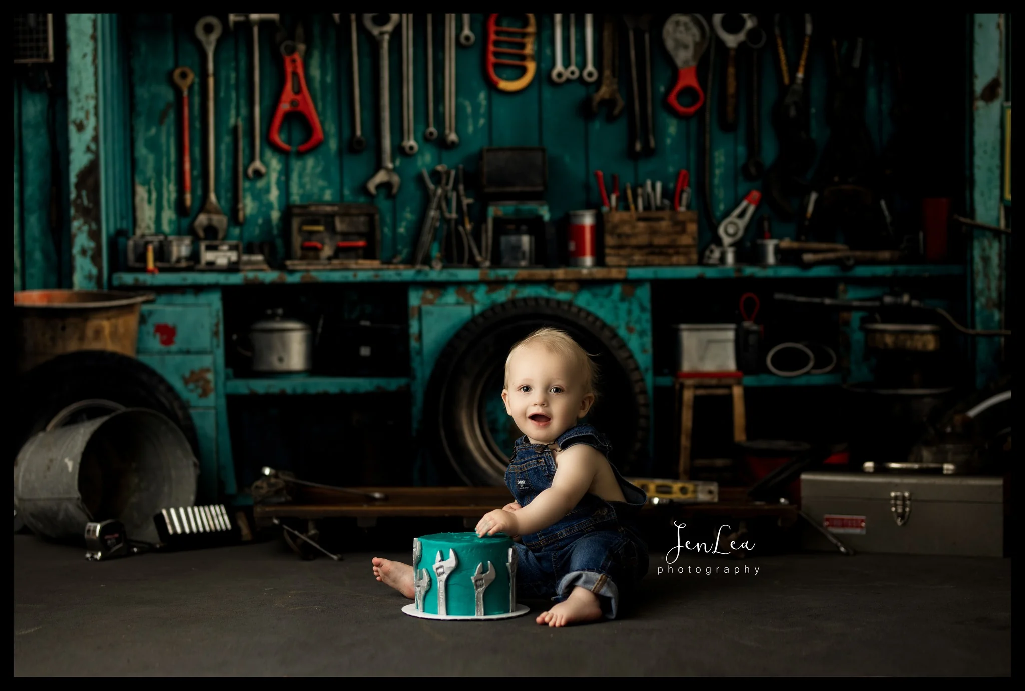 Kate Industrial Vintage Garage Tools Tire Backdrop Designed by Emetselch - Image 4