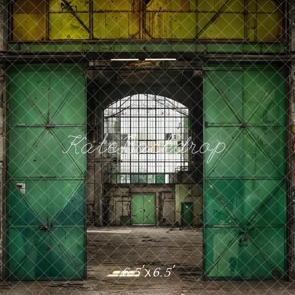 Kate Industrial Vintage Green Warehouse Backdrop Designed by Emetselch - Image 2