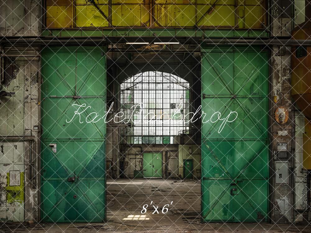 Kate Industrial Vintage Green Warehouse Backdrop Designed by Emetselch - Image 3