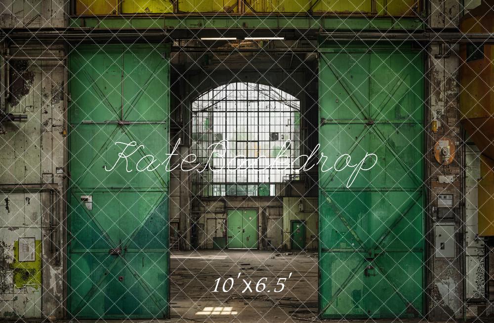 Kate Industrial Vintage Green Warehouse Backdrop Designed by Emetselch - Image 4