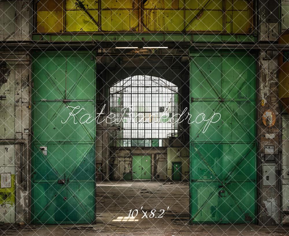 Kate Industrial Vintage Green Warehouse Backdrop Designed by Emetselch - Image 5