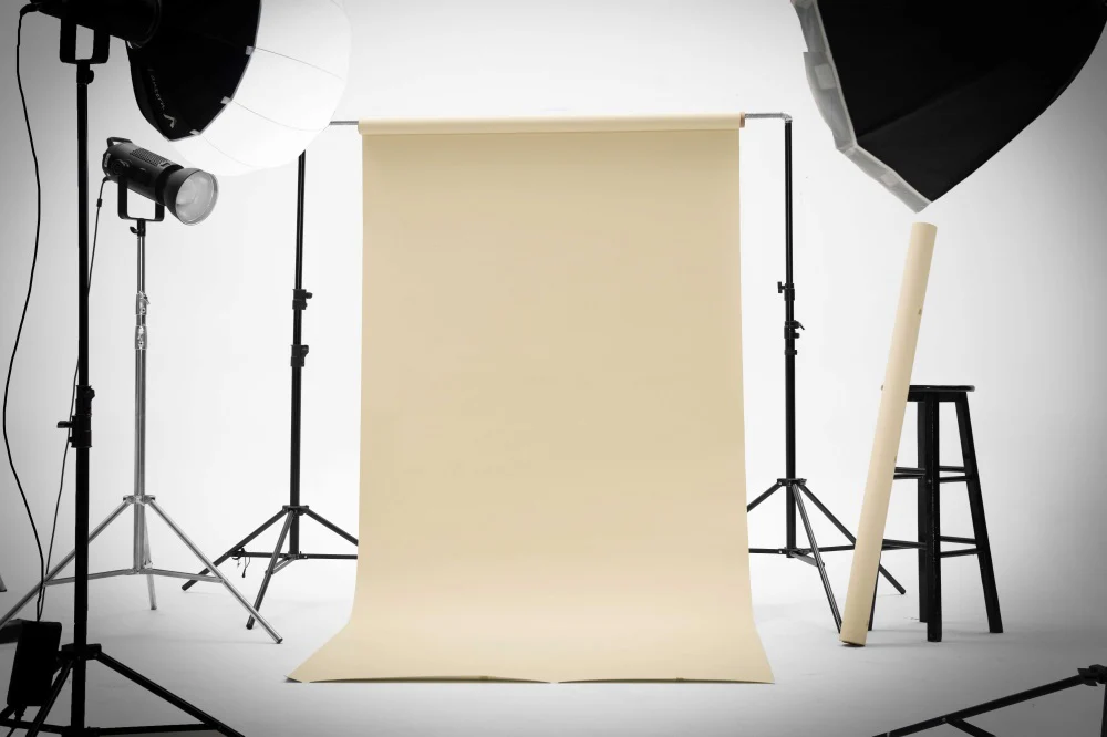 Kate Ivory Beige Seamless Paper Backdrop for Photography - Image 9