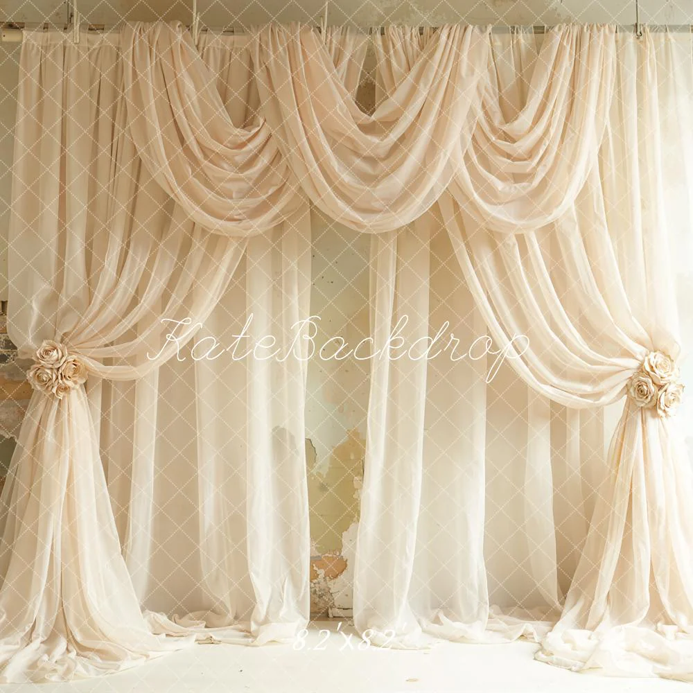 Kate Ivory Draped Curtains Vintage Wall Backdrop Designed by Emetselch - Image 5