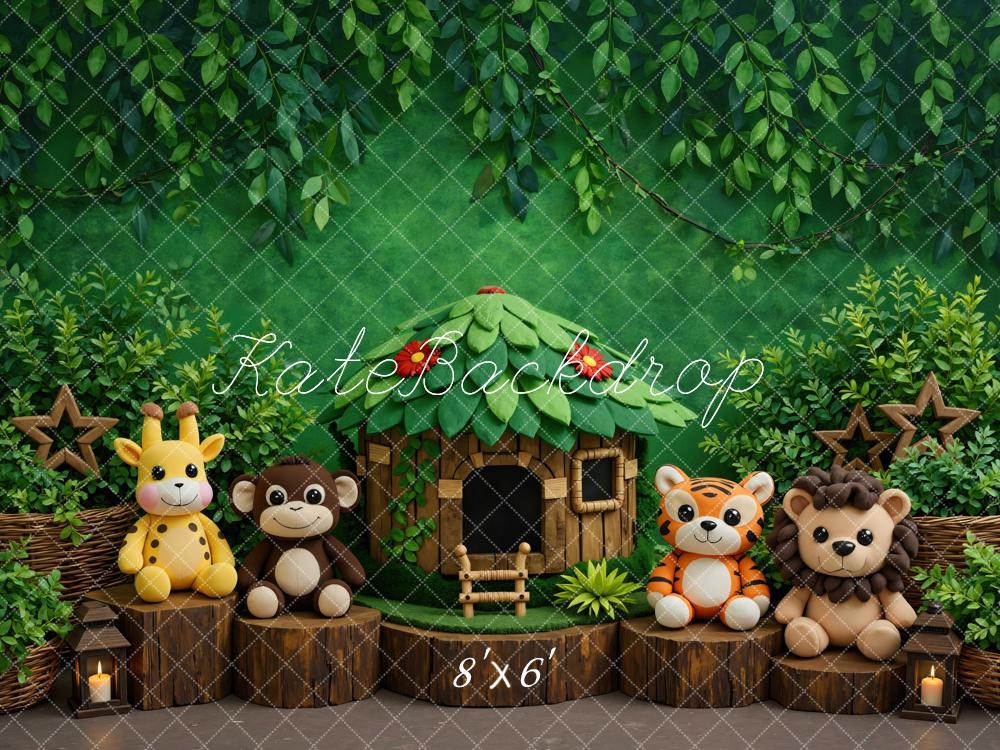 Kate Jungle Animals Treehouse Greenery Backdrop Designed by Mini MakeBelieve - Image 3