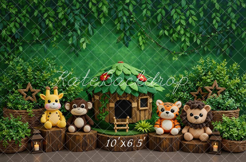 Kate Jungle Animals Treehouse Greenery Backdrop Designed by Mini MakeBelieve - Image 4