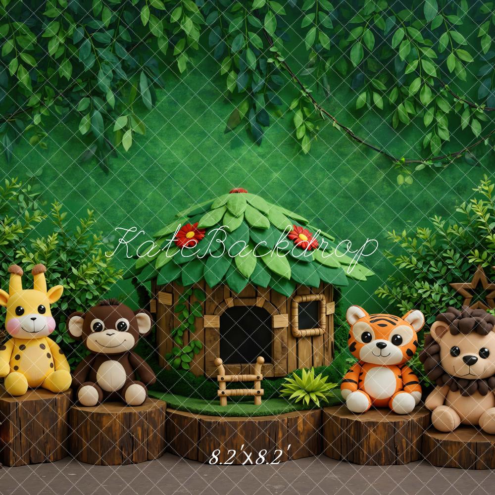 Kate Jungle Animals Treehouse Greenery Backdrop Designed by Mini MakeBelieve - Image 5