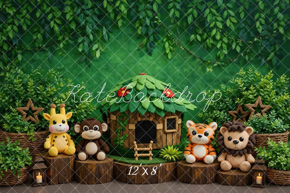 Kate Jungle Animals Treehouse Greenery Backdrop Designed by Mini MakeBelieve - Image 8