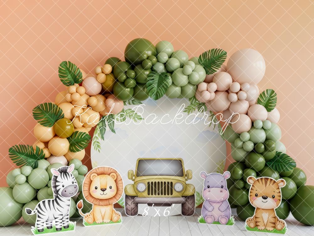 Kate Jungle Balloon Arch Safari Animals Car Backdrop Designed by Patty Robert - Image 3