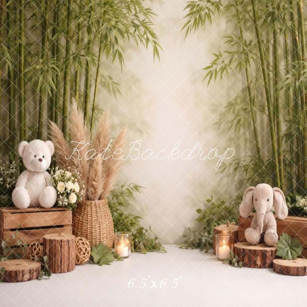 Kate Jungle Bamboo Teddy Bear Elephant Backdrop Designed by Vertigo Productions - Image 2