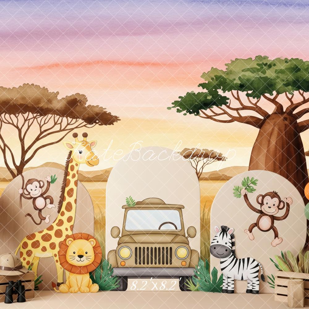 Kate Jungle Cartoon Animals Safari Trees Backdrop Designed by Patty Robert - Image 5
